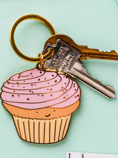 Vanilla Cupcake Keychain. Crave Cupcakes Collab for wholesale by Little May Papery