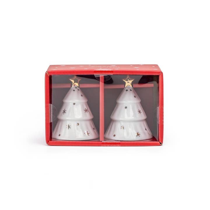 Grace Teaware - Wholesale Salt & Pepper Shaker Set - Gift Boxed Holiday Gold Pine Salt and Pepper Shaker Set2