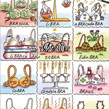 A Dictionary of Bras Greeting Card for wholesale by Lilac Tree Designs