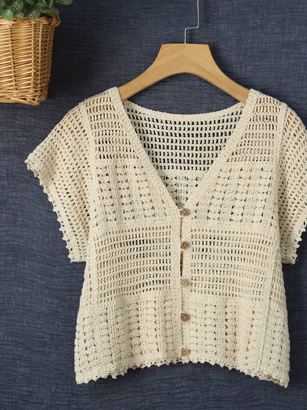 Baumwoll-Crochet-Kurzarm-Bolero-Cardigan für Damen für den Großhandel von Hope & Sunshine