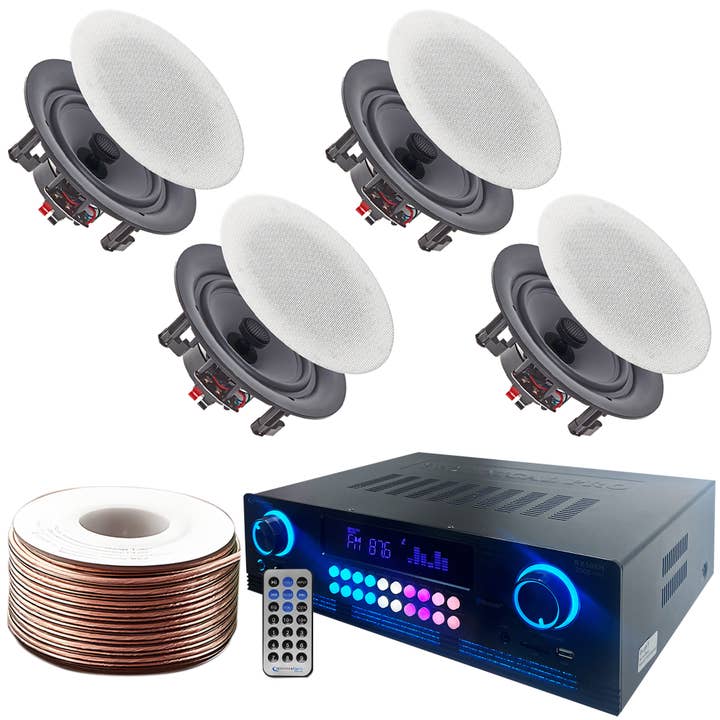 Amplificatore da 2000 W con 4 QTY di altoparlanti da soffitto da 5,25" e cavo per la vendita all'ingrosso da parte di Technical Pro