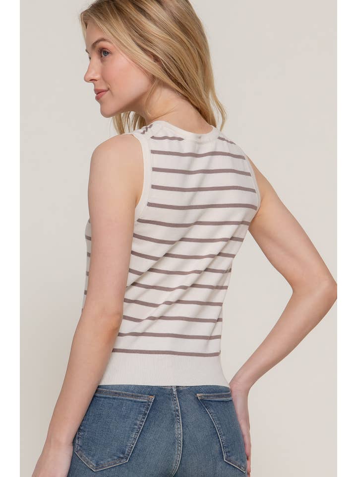 Active Basic | Active USA - Vendita all'ingrosso Canotta - Donna - Maglione primaverile a righe con scollo tondo senza maniche14