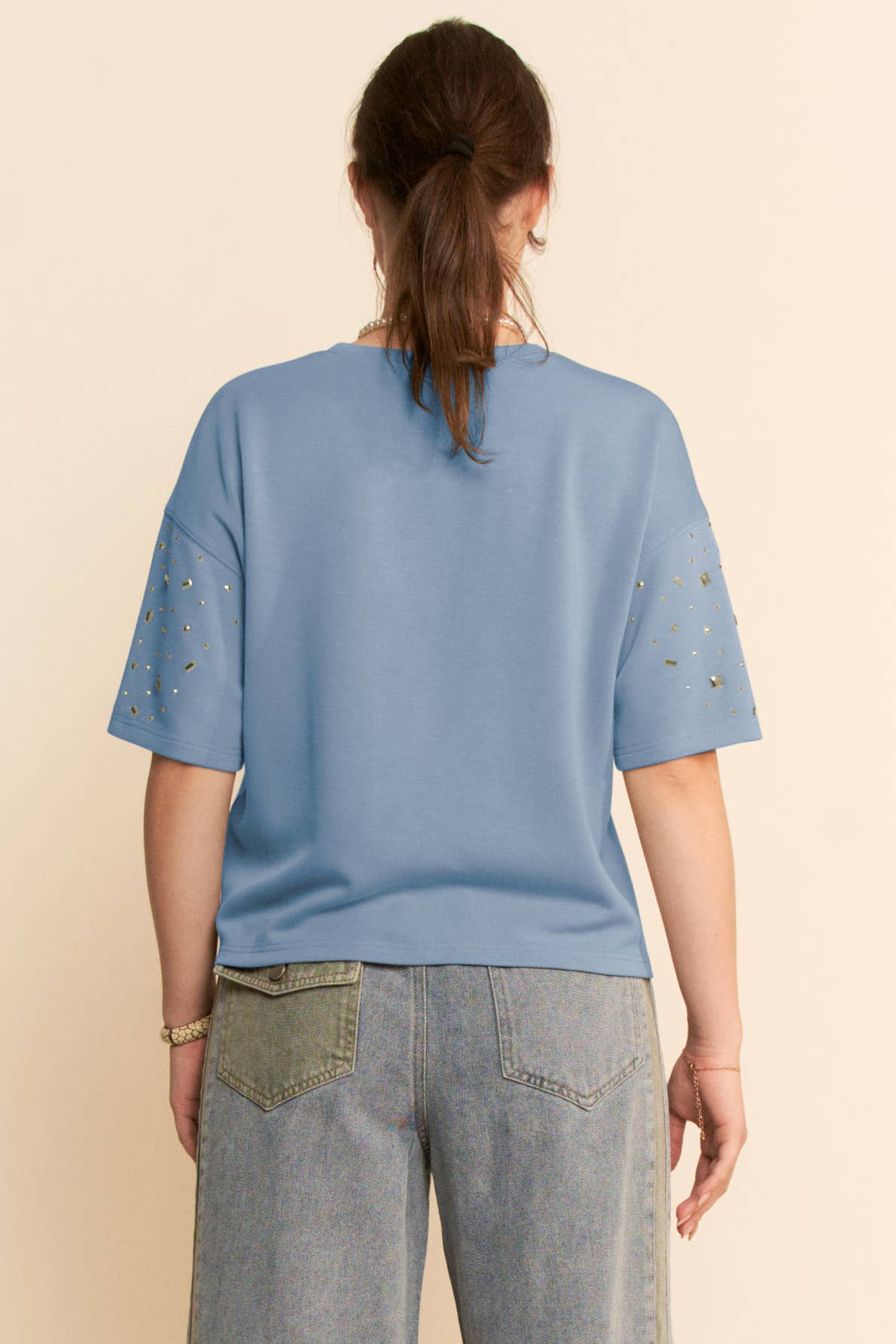 Davi & Dani – Großhandel Strickoberteil – Damen – HOTFIX BESATZ KURZARM LOOSE FIT OBERTEIL18