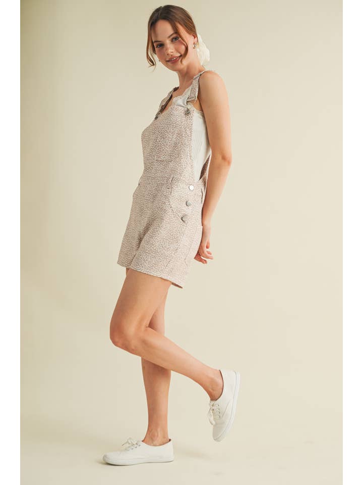 Beige CR13614 - BLOMSTERPRINT OVERALL ROMPER for engroshandel på Faire13