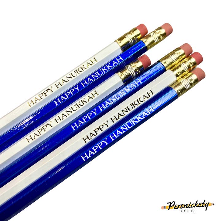 Happy Hanukkah Pencils | Holiday Pencils | Seasonal Gifts for wholesale by Persnickety Pencil Co.