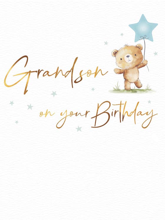 Birthday Card, Grandson, Bear & Type for wholesale by Piccadilly Greetings