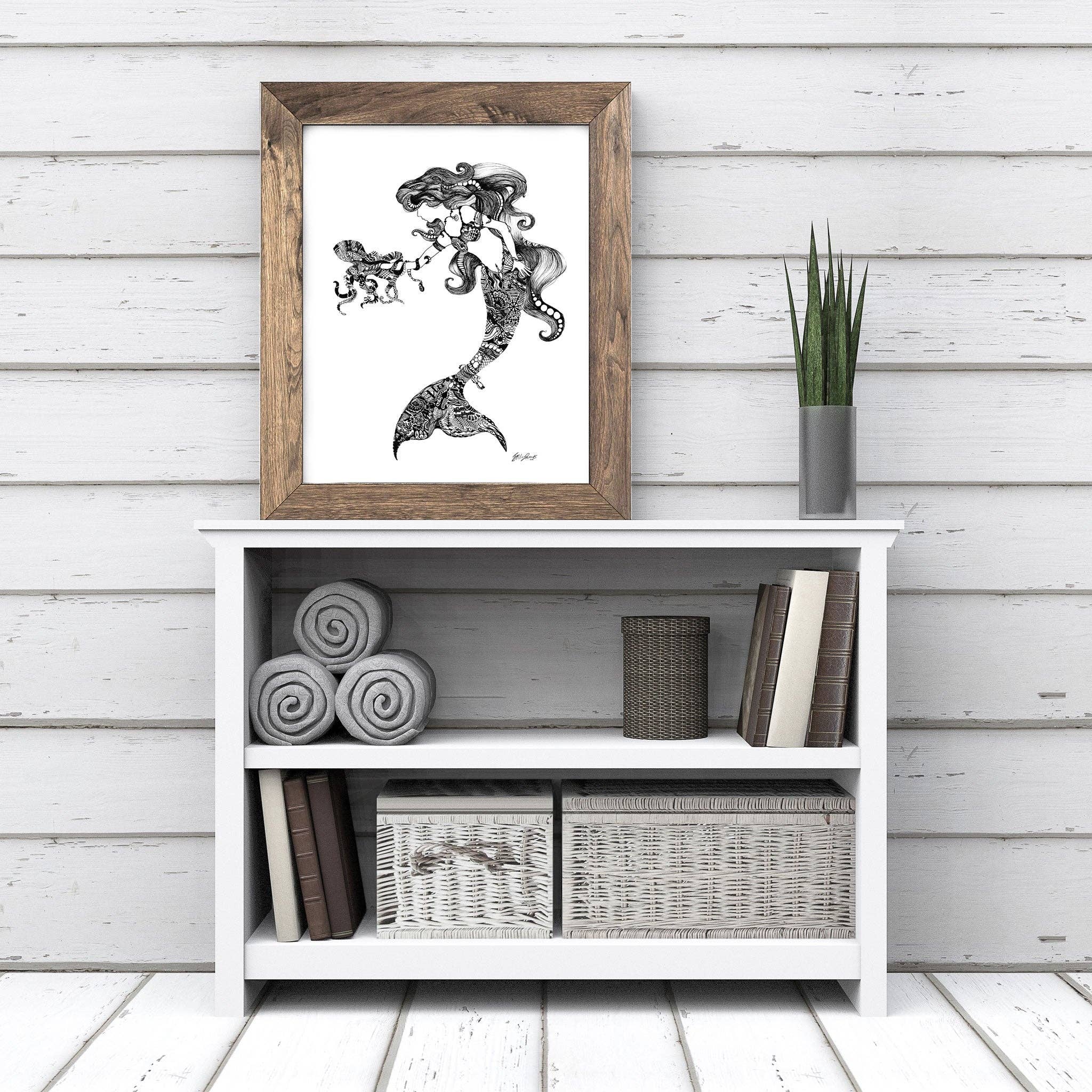 FJ Creations - Wholesale Art Print - Doodle Mystery Mermaid - Fine Art Print3