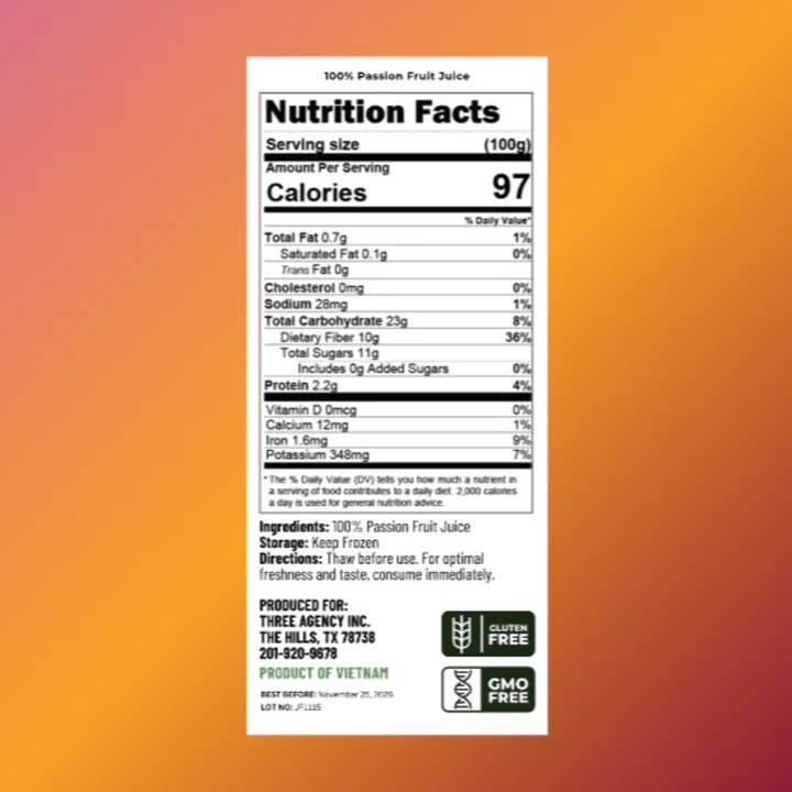 Juiced Fresh - Wholesale Fruit Juice - Juiced Fresh Frozen Passion Fruit Juice - 24 ct