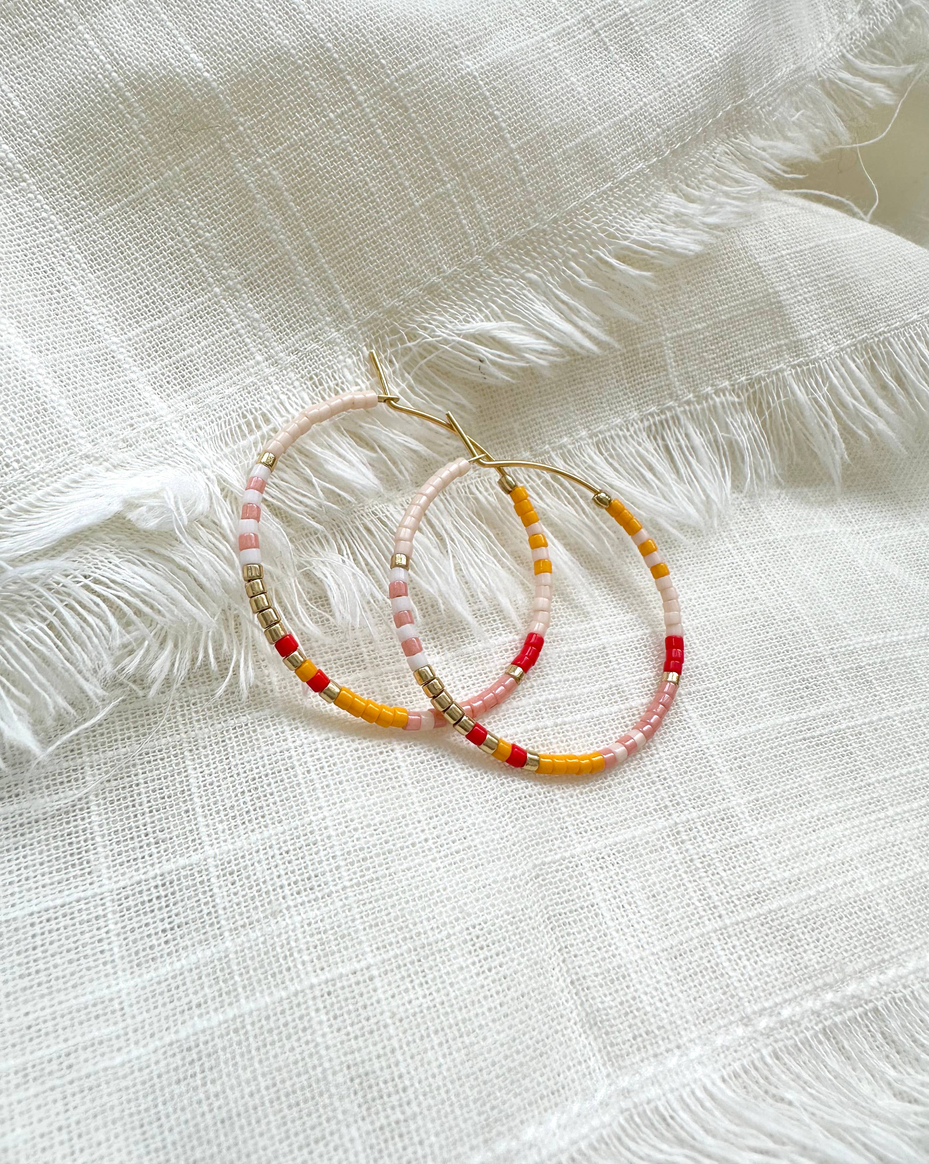 Ocean Breakup – wholesale Hoop earrings – Bright Beaded Gold Hoops Earrings6