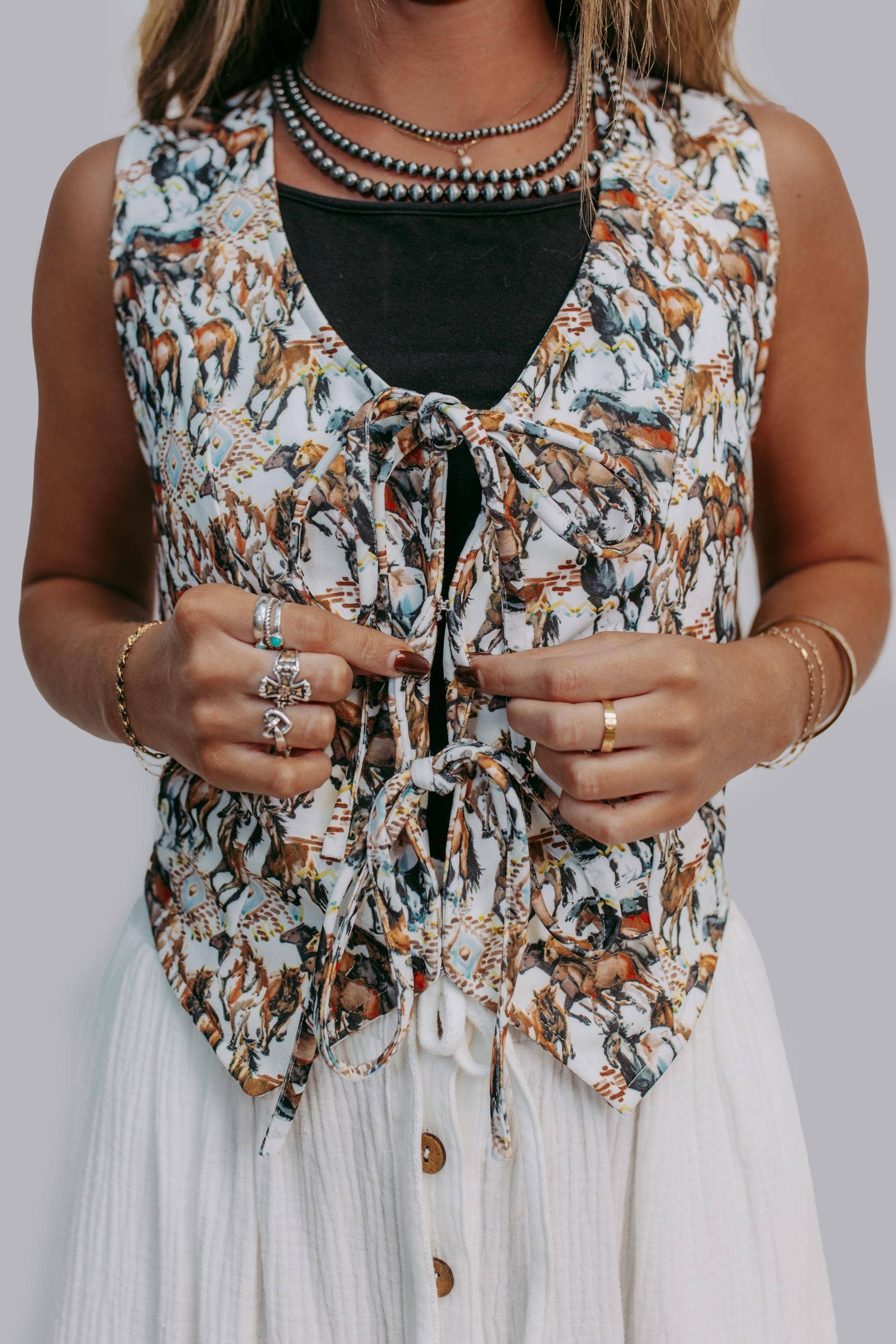 MK601 Buckaroo Front Tie Vest for wholesale on Faire5