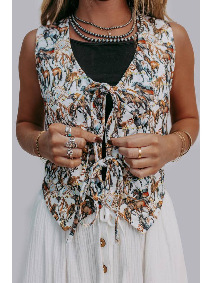 MK601 Buckaroo Front Tie Vest for wholesale on Faire5