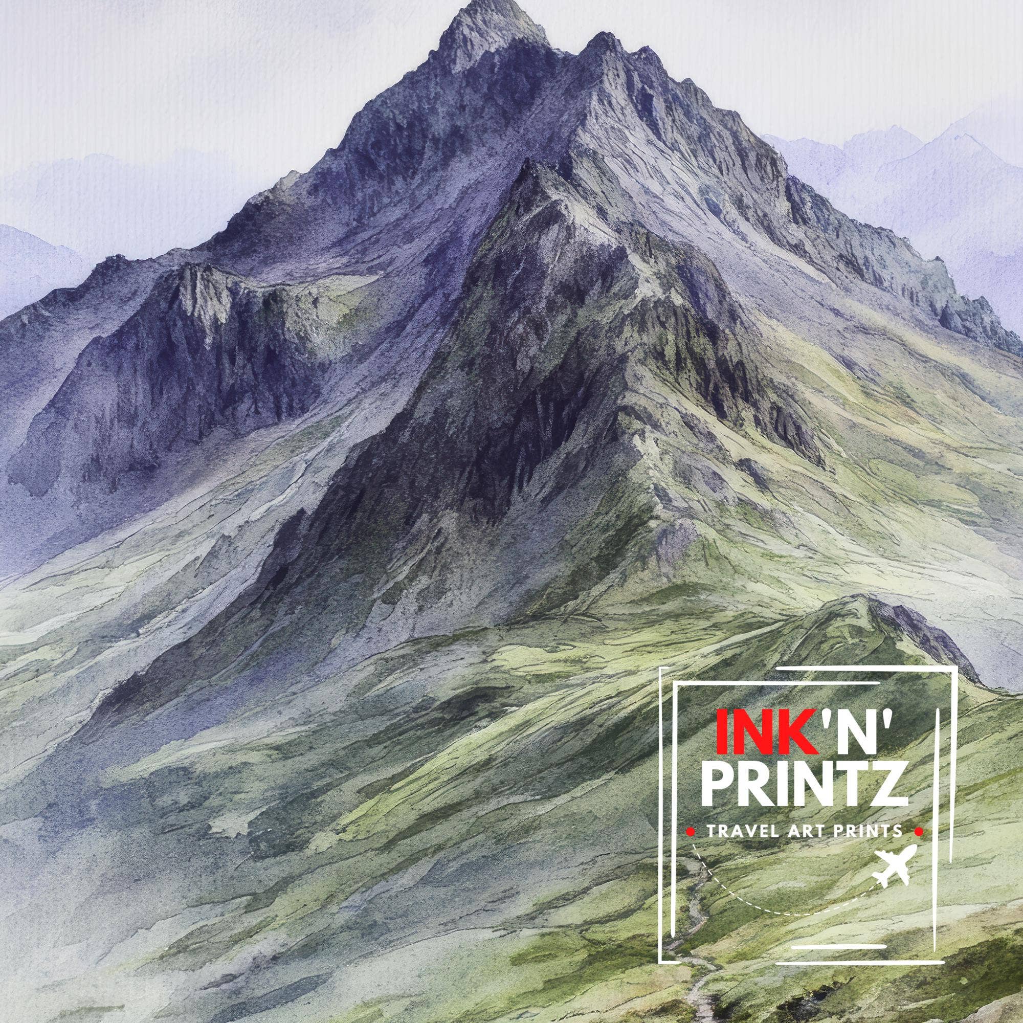 InkNPrintz – wholesale Art print – Scafell Pike Watercolor Painting Lake District Art Scafell Pike Poster Scenic Mountain Watercolor UK Landscape Decor8