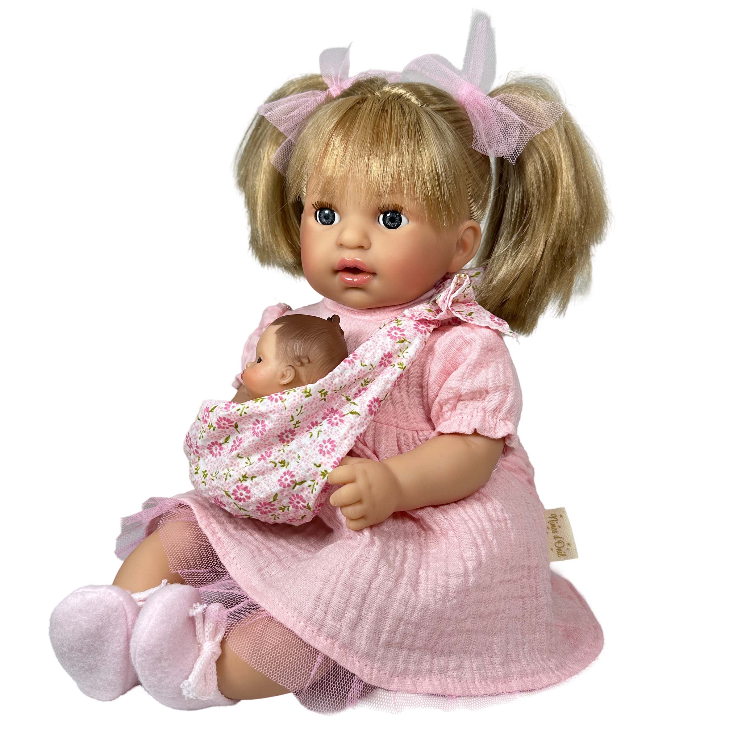 Nines Artesanals d'Onil Dolls - Wholesale Doll - Kids - ALEX DOLL WITH PINK BABY4