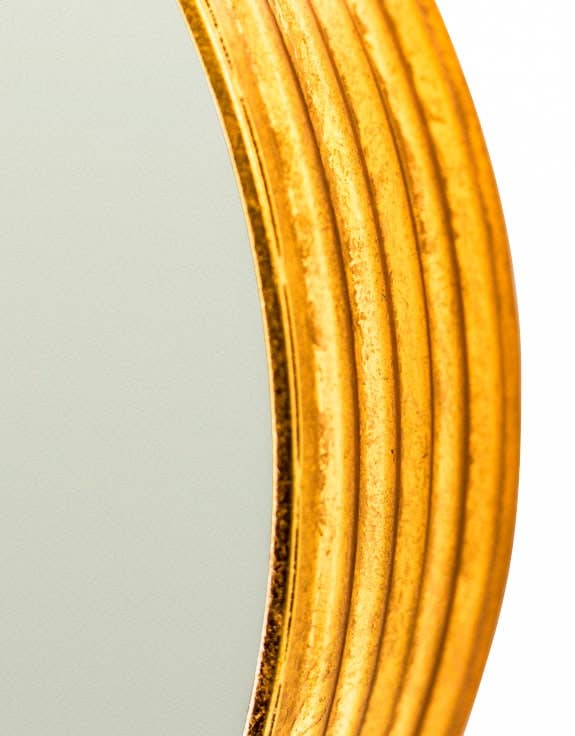 McGowan & Rutherford Ltd - Wholesale Decorative Tabletop Object - Gold Leaf Ribbed Cylinder Mirror 40cm1