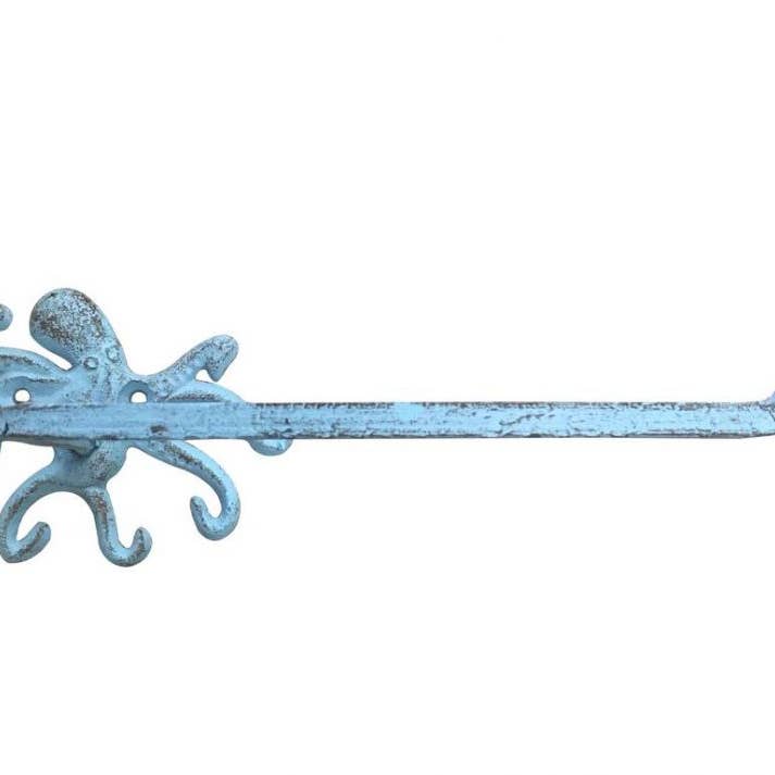 Hampton Ironworks - Wholesale Toilet Paper Holder - Rustic Light Blue Cast Iron Octopus Toilet Paper Holder 11&q1