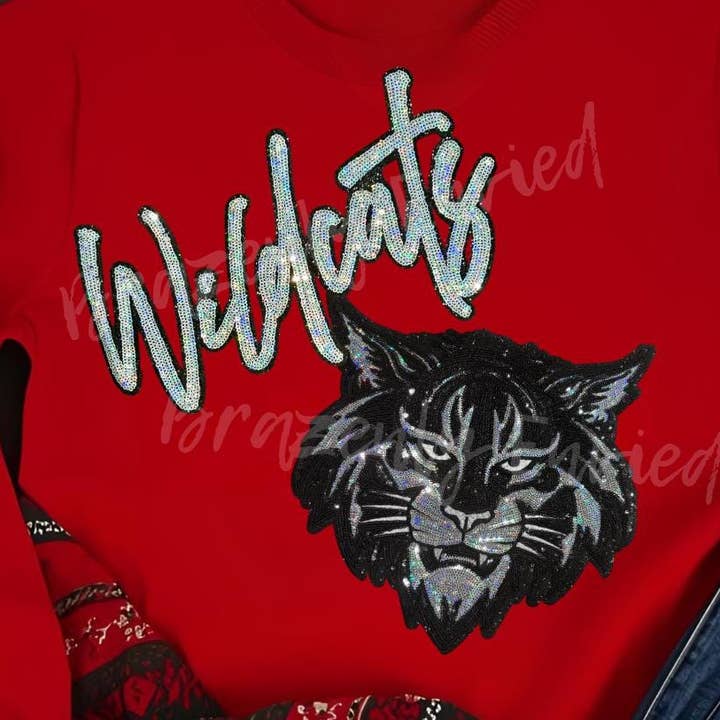 Wildcats Patches- 1 Wildcat Head and 1 Script Sequins Patch for wholesale by Brazenly Envied