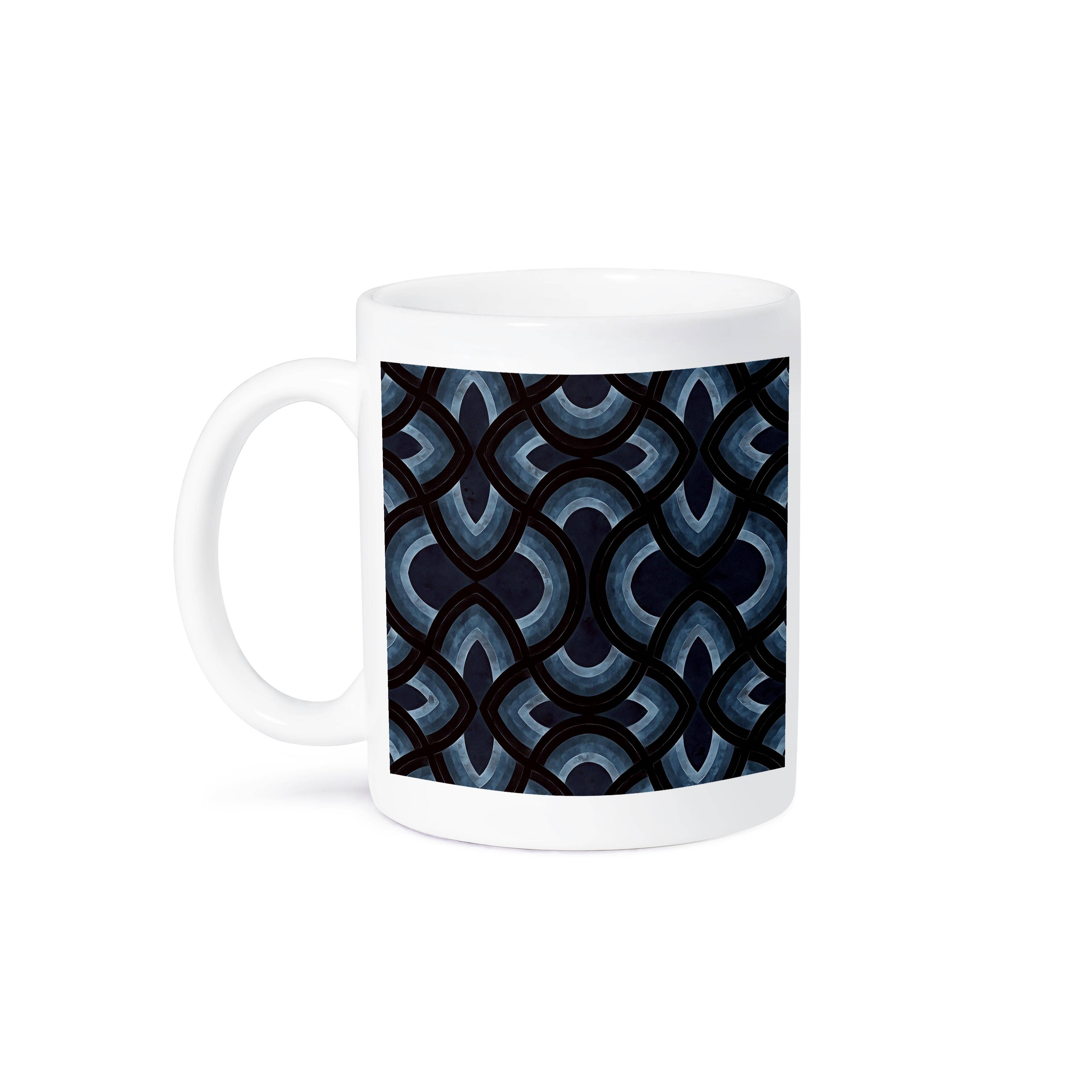 3dRose - Wholesale Coffee Mug - 3dRose, Vintage Groovy Rainbow In Inkwell Blue and Grey MidCentury Modern Art, Mug8