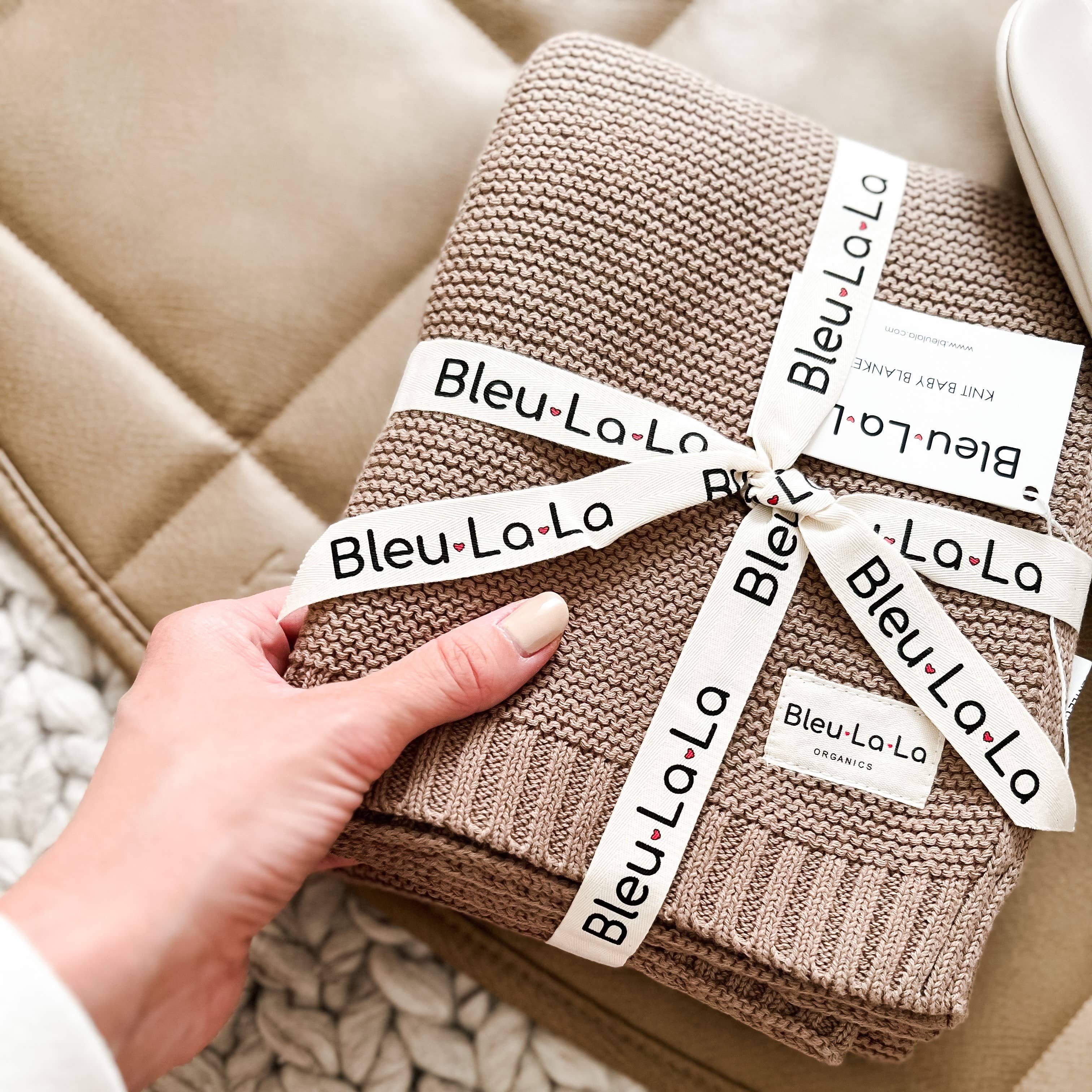 Bleu La La - Wholesale Receiving Blanket - Baby - Heritage Knit 100% Organic Cotton Swaddle Baby Blanket7
