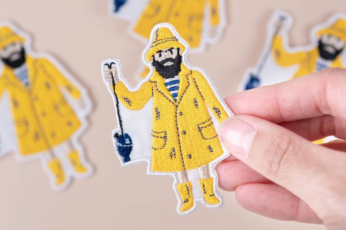 Field Trip Threads - Wholesale Patch - Old Salt Fisherman Patch Yellow Raincoat Embroidered Iron On3