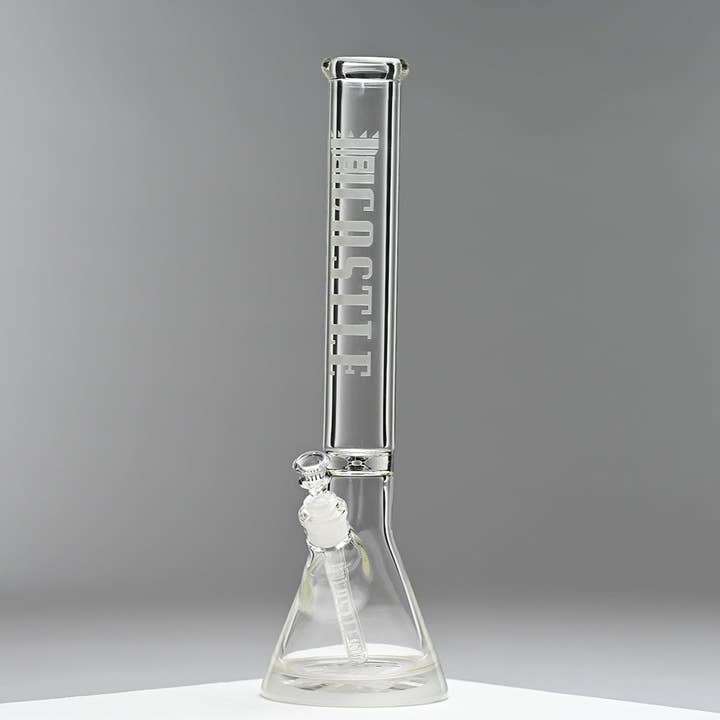 Etched Logo (18″)Heavy Duty Beaker Bong for wholesale by Castle Glassworks