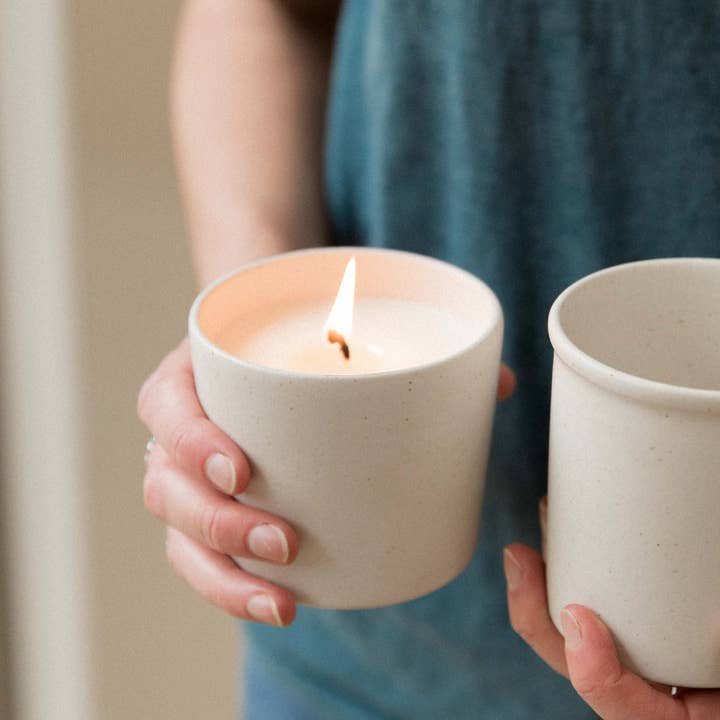 Classic Mug Candle - Speckled Wheat for wholesale by Keep Candles