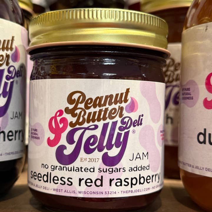 Sugarless Seedless Red Raspberry Jam - 9 oz for wholesale by Peanut Butter & Jelly Deli