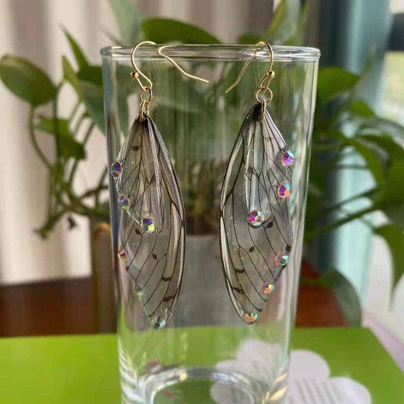 Mio Queena – wholesale Dangle earrings – Gradient Cicada Wings Butterfly Wings Earrings6