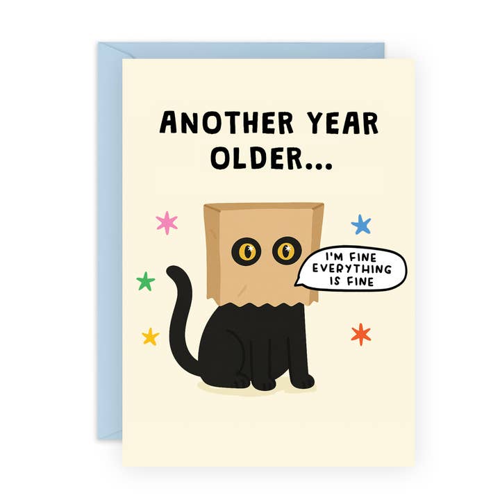ANOTHER YEAR OLDER CAT Funny Birthday Card for Him, Her for wholesale by Central 23 Cards