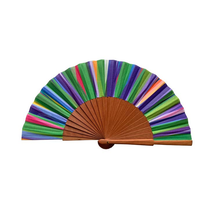 Fächer Tausend Streifen 19 cm - aus Holz und Baumwolle - Original und Handgefertigt für den Großhandel von Tusitala Barcelona