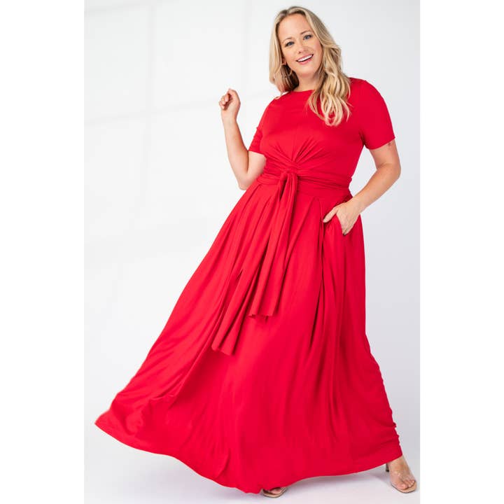 CONJUNTO DE SAIA MAXI E TOP ENROLADO EM MALHA SUAVE TAMANHO GRANDE por atacado de The Curve LA