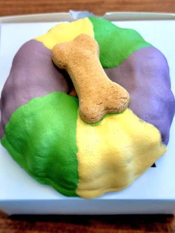 4 Inch Bundt Mardi Gras King Cake Dog Cake for wholesale by Pawsitively Homemade