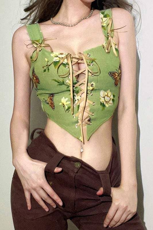 Fashion Combination - Wholesale Blouse - Women's - floral corset tank top2