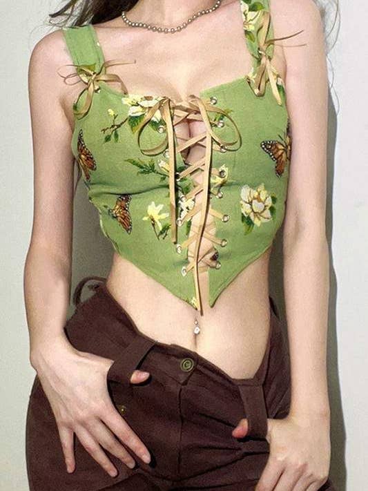 Fashion Combination - Wholesale Blouse - Women's - floral corset tank top2