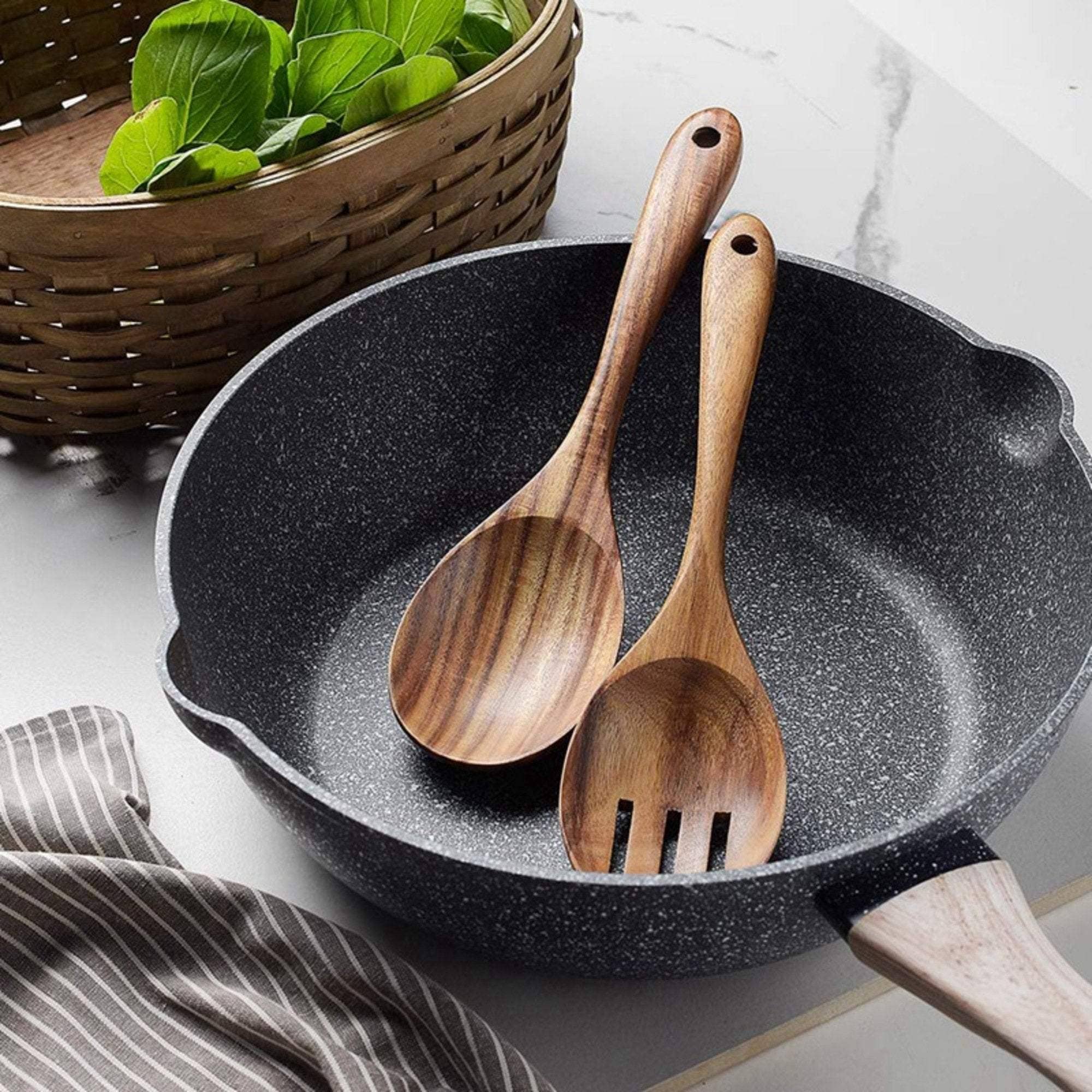 Homerely (We Cover All Import Duties) - Wholesale Serving utensil - Wooden Salad Spoon and Fork Set3