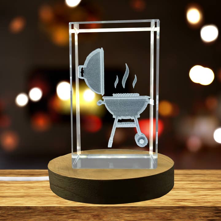 Unique Crystal Plate with 3D Engraved BBQ Grill for wholesale by AB Crystal Collection