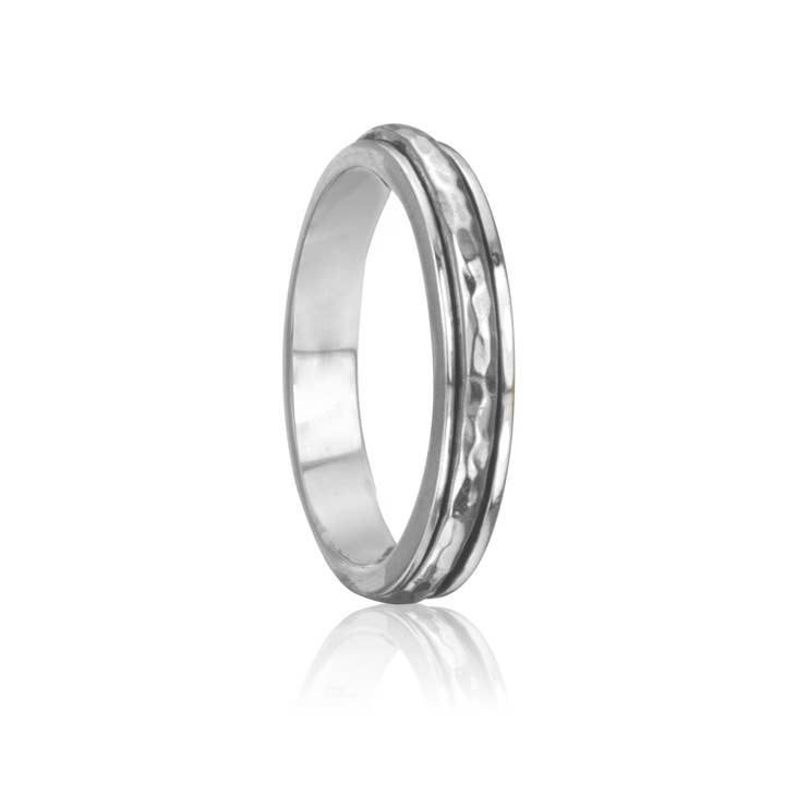 Prana Sterling Silver Meditation Band Ring for wholesale by MeditationRings