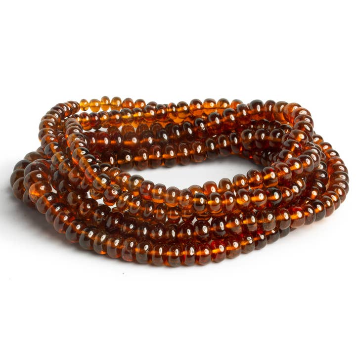 4-6.5mm Hessonite Garnet Plain Rondelles 15 inch 105 beads for wholesale by The Bead Traders