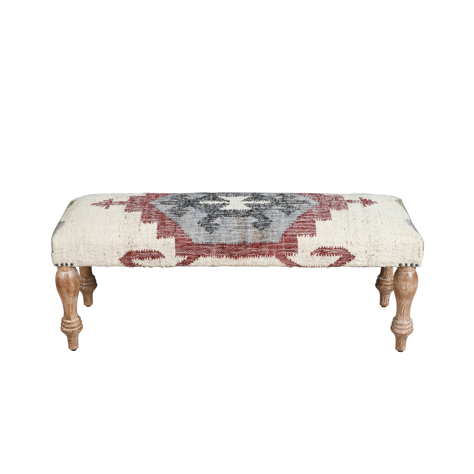 LR Home - Wholesale Bench - Handmade White-Wash Mango Wood Bench with Metal Base4