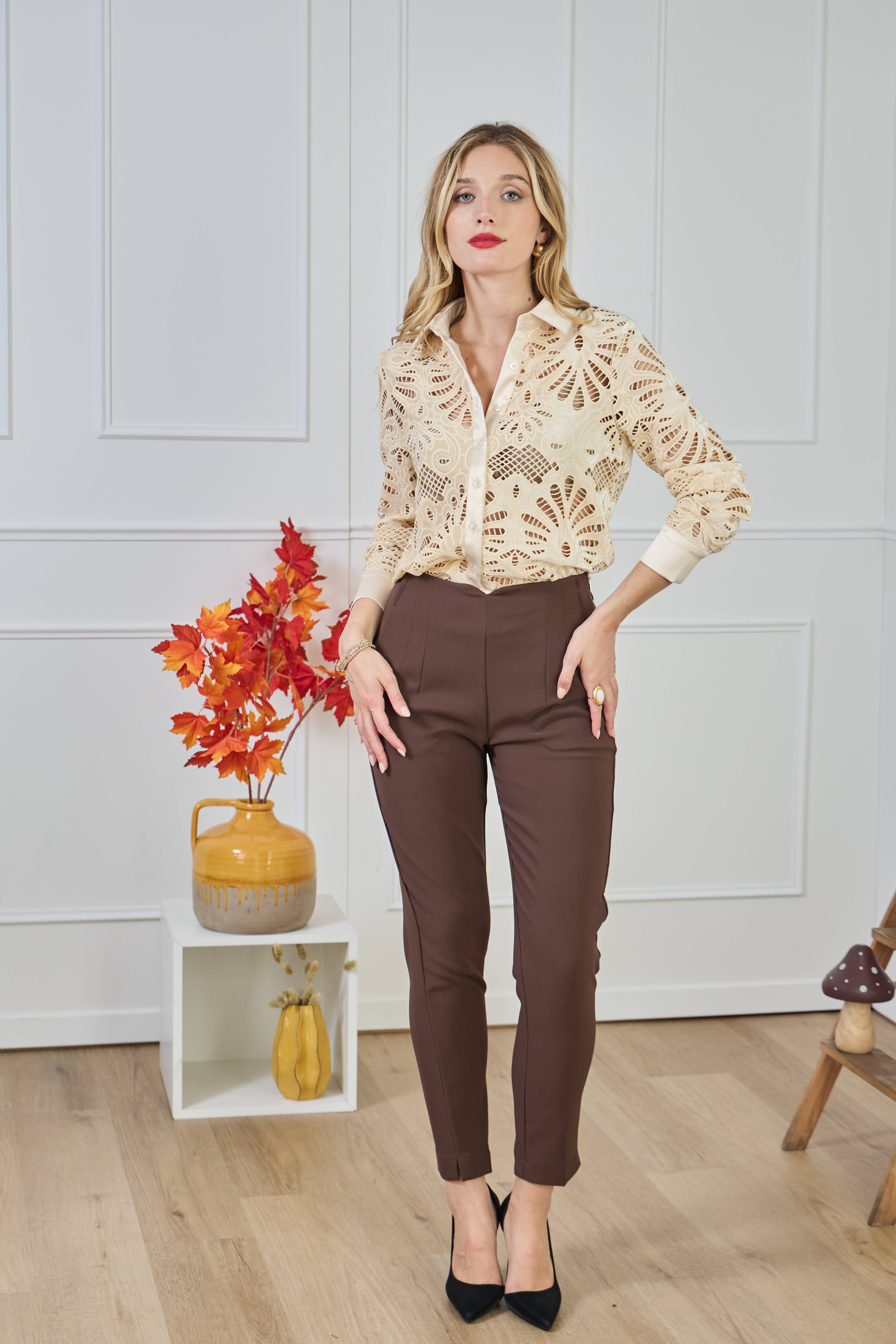 LULUMARY - Wholesale Button Down Shirt - Women's - Lace shirt CH37123