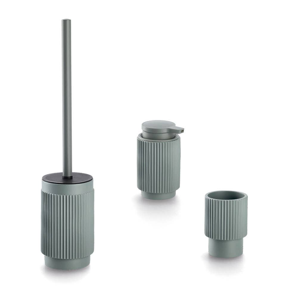 greenery Soap dispenser "Stripes", polyresin, sage for wholesale on Faire3