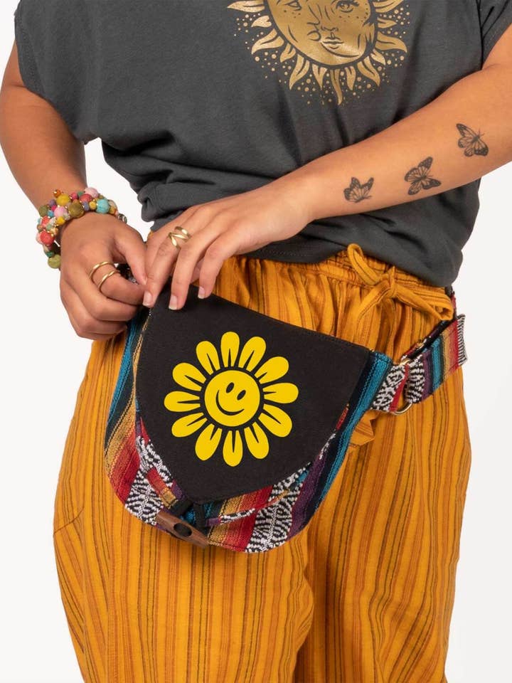 Happy Daisy Hip Bag - Black for wholesale by Soul Flower