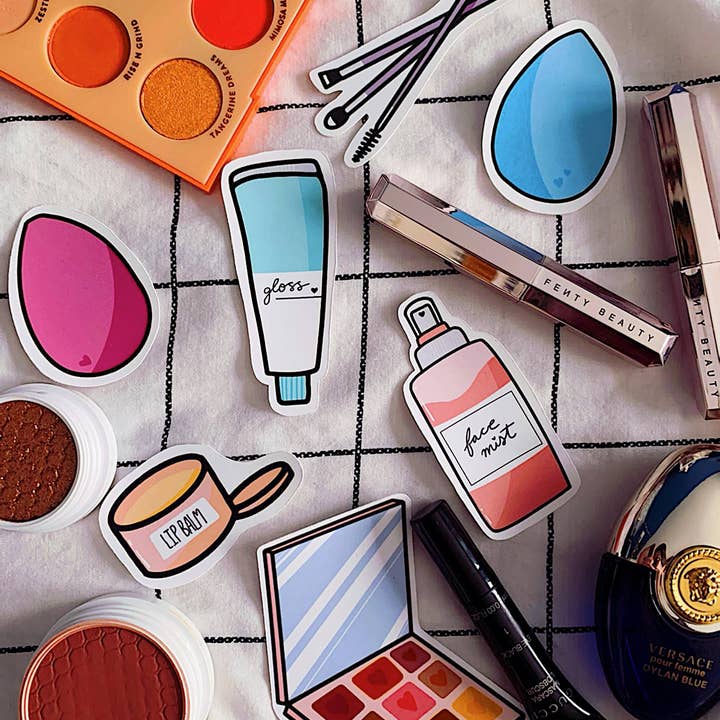 Makeup Stickers, Die Cut Sticker Pack for wholesale by The Messy Artist Co.