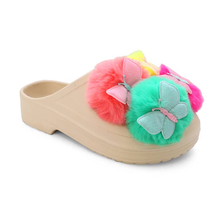Yoki Fashion - Vente Chaussons – femme - Pantoufle YOKI pour femme avec pompon papillon1