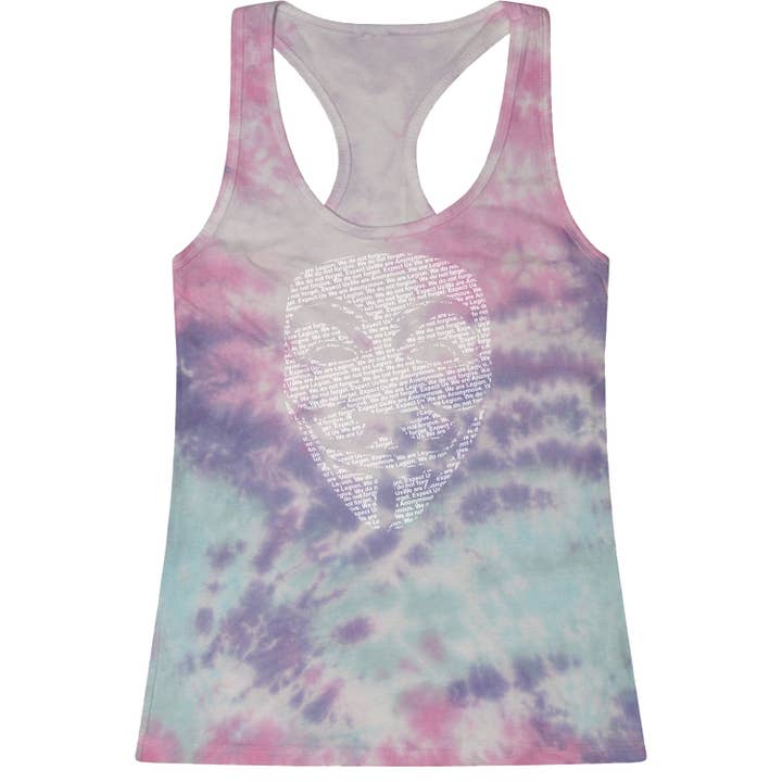 Expression Tees - Wholesale Tank Top - Women's - V For Vendetta Anonymous Mask Racerback Tank Top for Women6