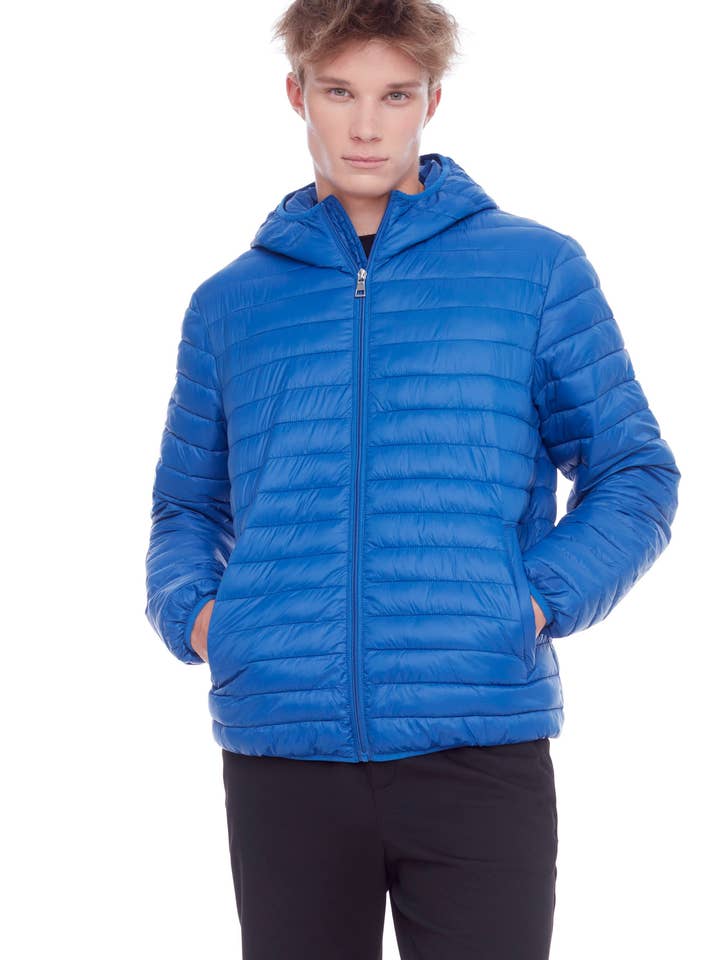 YOHO MEN'S | MEN'S VEGAN DOWN (RECYCLED) LIGHTWEIGHT PACKABLE PUFFER, COBALT for wholesale by Alpine North CA