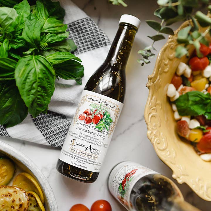 Cucina Aurora Kitchen Witchery - Wholesale Olive Oil - Sundried Tomato & Basil Infused Olive Oil