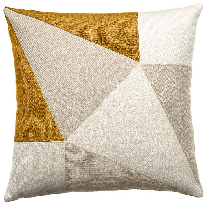 Prism 18x18 Pillow in cream/oyster/gold rayon for wholesale by Judy Ross Textiles