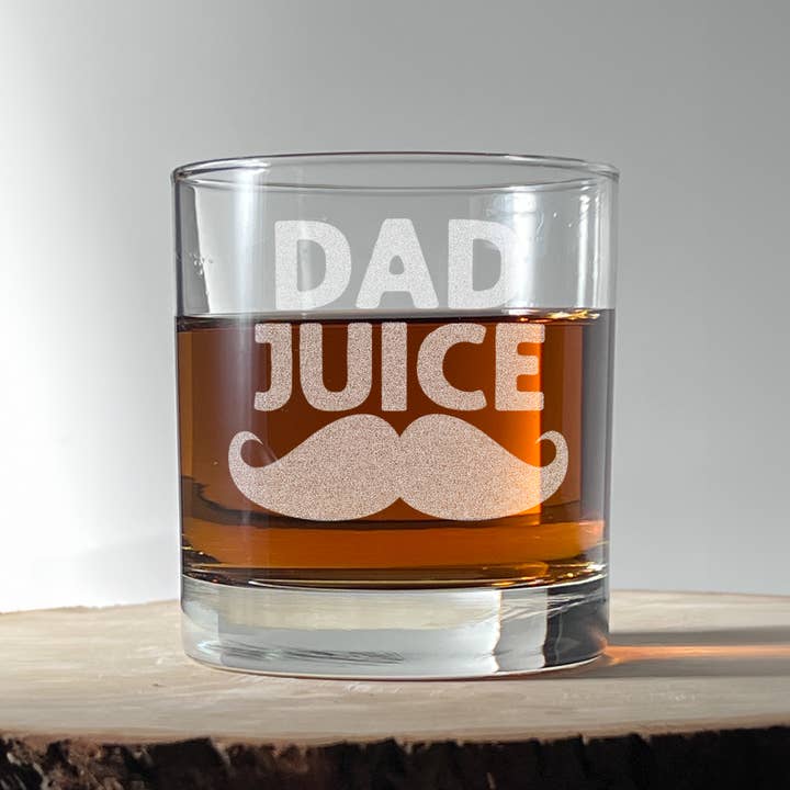 On The Rox Drinks - Wholesale Cocktail/Liquor Glass - 11 Oz "Dad Juice" Engraved Whiskey Glass