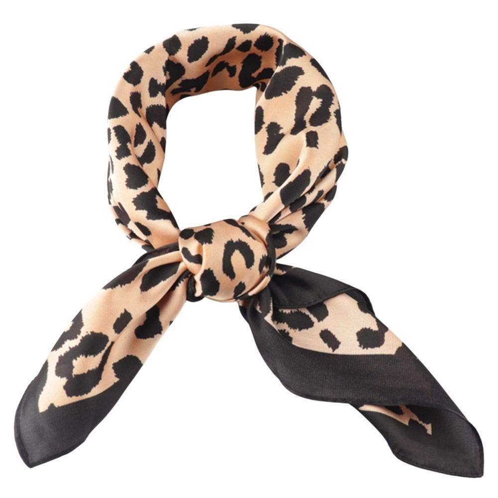 Black SAVANNA CHIC LEOPARD SQUARE BANDANA SCARF  for wholesale on Faire0