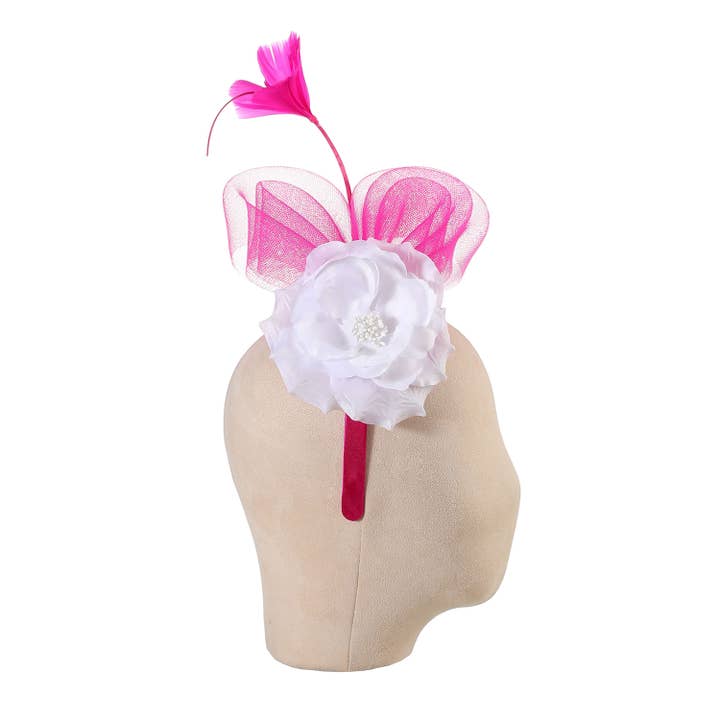 PEACH ACCESSORIES - Wholesale Fascinator hat – Women's - Flower and Feather Heart Fascinator TGHW2638